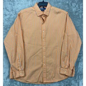 VTG Polo Ralph Lauren‎ Men's Westerton Shirt Orange Striped XXL Long Sleeve